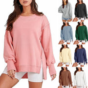 Solid Oversized Sweatshirt Crew Neck Long Sleeve Pullover Hoodies Tops Fashion Fall Women Clothes Winter — 1