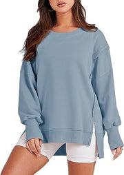 Solid Oversized Sweatshirt Crew Neck Long Sleeve Pullover Hoodies Tops Fashion Fall Women Clothes Winter — 8