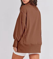 Solid Oversized Sweatshirt Crew Neck Long Sleeve Pullover Hoodies Tops Fashion Fall Women Clothes Winter — 6