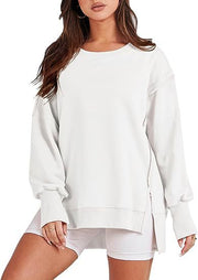 Solid Oversized Sweatshirt Crew Neck Long Sleeve Pullover Hoodies Tops Fashion Fall Women Clothes Winter — 4