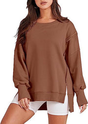 Solid Oversized Sweatshirt Crew Neck Long Sleeve Pullover Hoodies Tops Fashion Fall Women Clothes Winter — 7