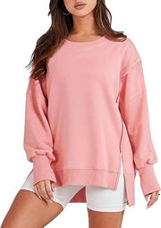 Solid Oversized Sweatshirt Crew Neck Long Sleeve Pullover Hoodies Tops Fashion Fall Women Clothes Winter — 11