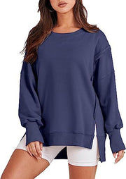 Solid Oversized Sweatshirt Crew Neck Long Sleeve Pullover Hoodies Tops Fashion Fall Women Clothes Winter — 2