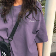 Women Short Sleeve T-shirts Loose Casual Letter Embroidery — 3